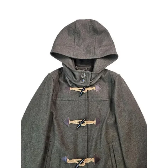 J Crew Green Melton Wool Toggle Duffle Coat Jacket Womens Size 6 Small S